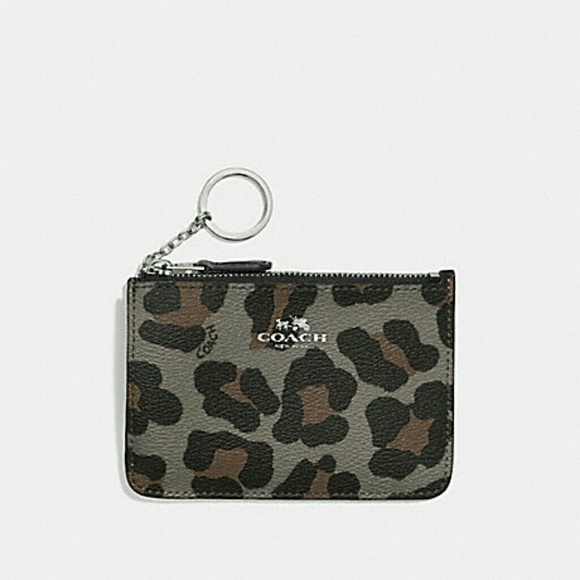 COACH CARD CASE KEY POUCH LEOPARD PRINT NWT - Picture 8 of 8